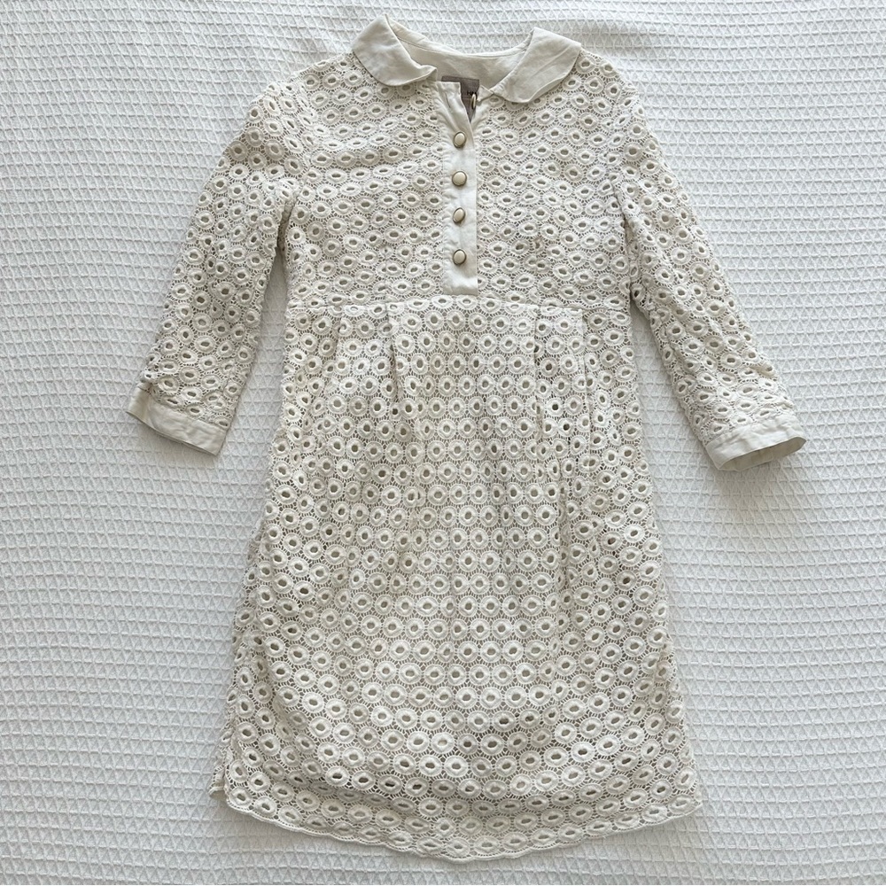 H&M ivory collared geometric lace dress